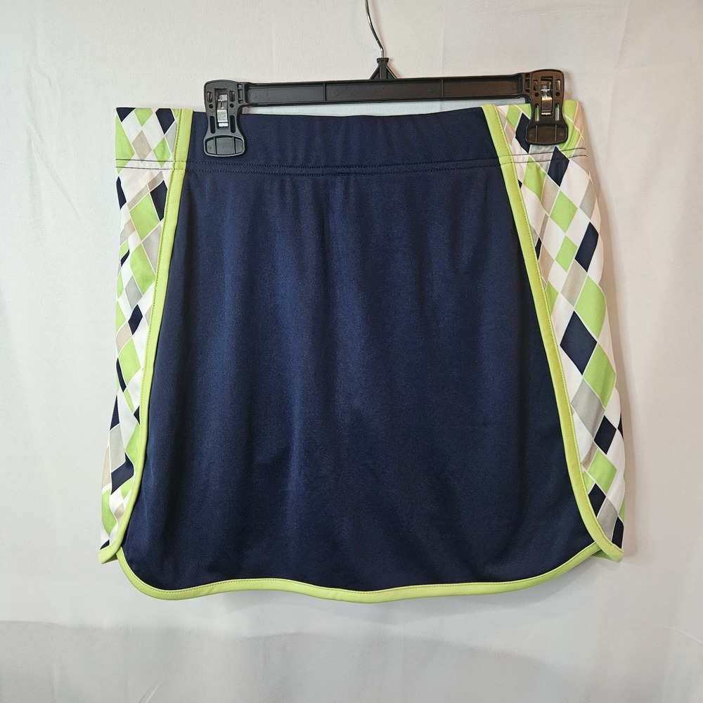 IZOD Golf Skort/Skirt Navy Blue & Green Sz M Athletic Tennis Pull On Argyle